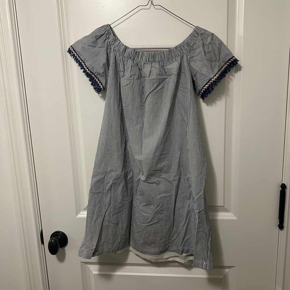 Buckley K Off the Shoulder Seersucker Sundress